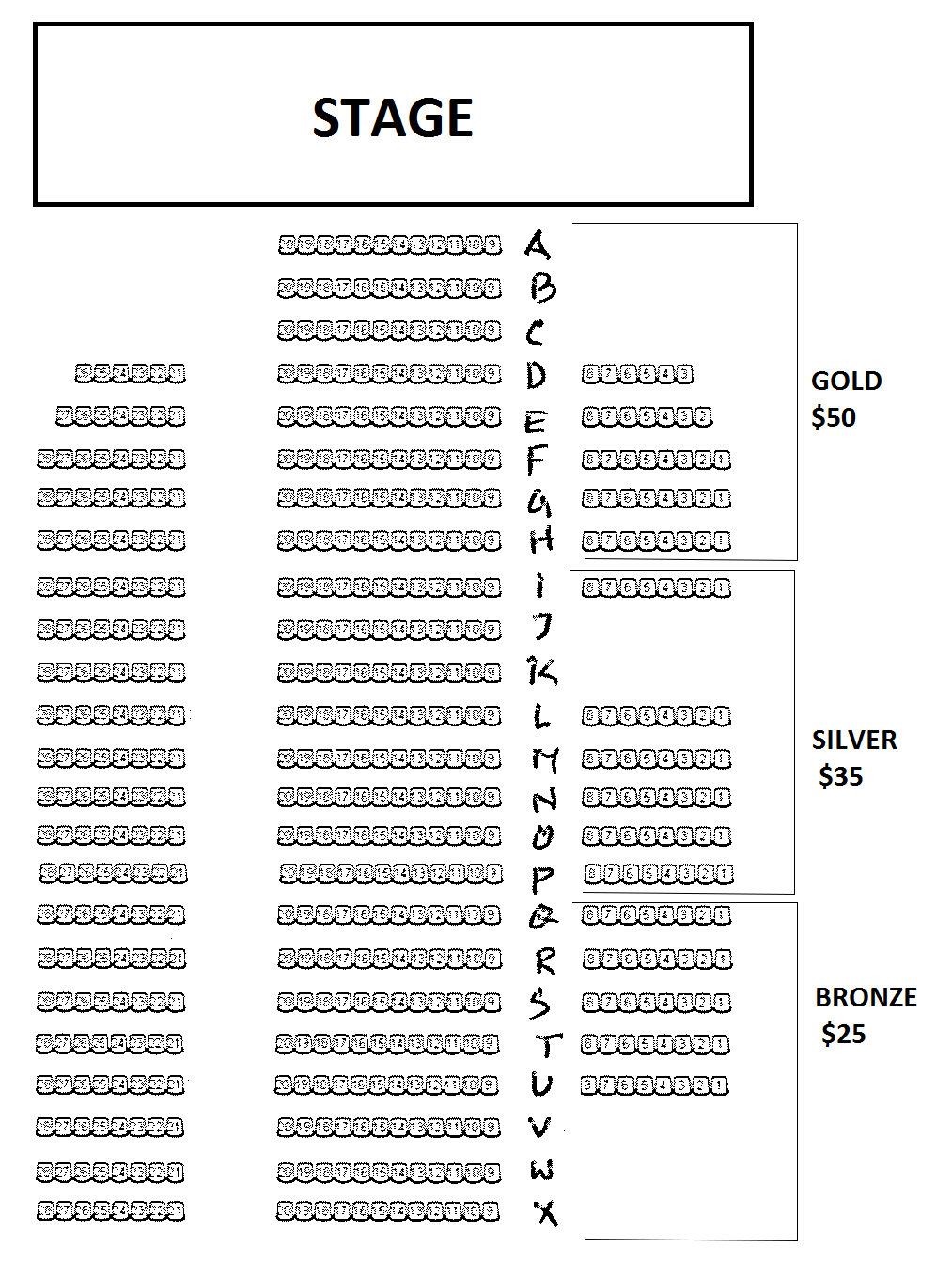 Seat Map in Marana Auditorium for Fahmida Nabi & Bappa Mazumder Sydney Australia Concert 2016